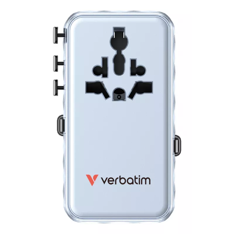 Verbatim Charge 'n' Travel 70W 2C kokkutõmmatav universaalne reisiadapter, sinine