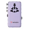 Verbatim Charge 'n' Travel 70W 2C kokkutõmmatav universaalne reisiadapter, lilla