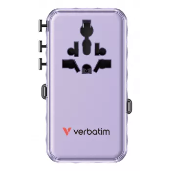 Verbatim Charge 'n' Travel 70W 2C kokkutõmmatav universaalne reisiadapter, lilla