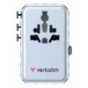 Verbatim Charge 'n' Travel 100W universaalne reisiadapter sissetõmmatava kaabliga, sinine
