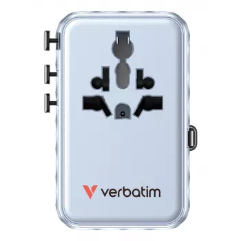 Verbatim Charge 'n' Travel 100W universaalne reisiadapter sissetõmmatava kaabliga, sinine