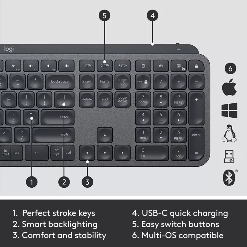 LOGITECH MX Keys Combo For Business Gen 2 - Graphite - Qwertz - Deutsch