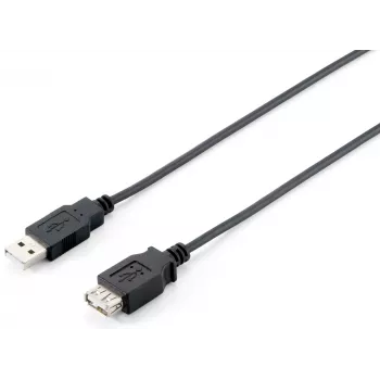 USB 2.0 tüüp A pikenduskaabel, isane-emane, Equip 128852, 5 m, must