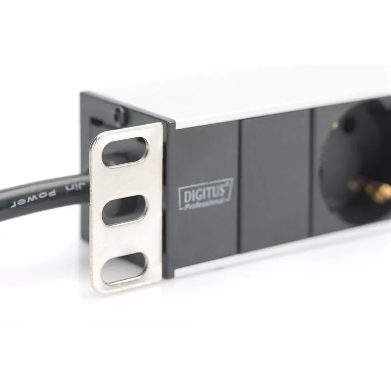 DIGITUS 1U Alumiinium PDU, rackmountable rated power: 16A, 4000W, 250VAC 50/60Hz, 8x safety outlets