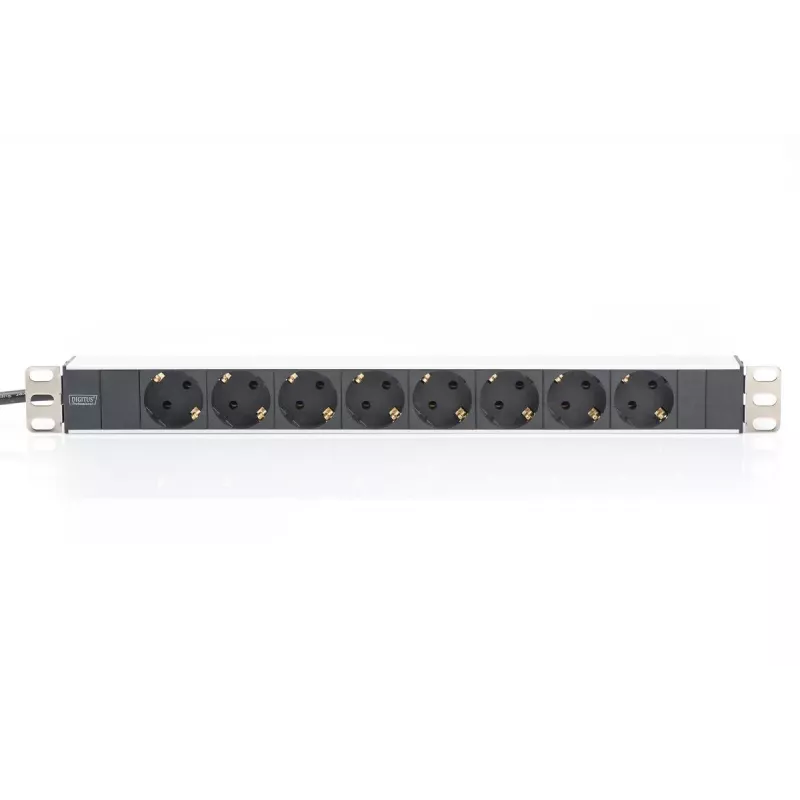 DIGITUS 1U Alumiinium PDU, rackmountable rated power: 16A, 4000W, 250VAC 50/60Hz, 8x safety outlets