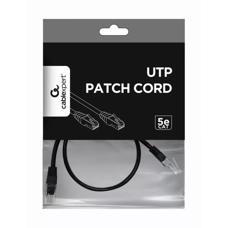 Võrgukaabel Gembird PP12-0.5M/BK RJ45 Cat5e 0.5m Must