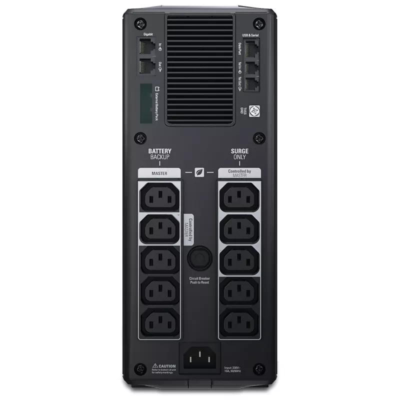APC Back-UPS Pro, 1500VA/865W, Tower, 230V, 10x IEC C13 pistikupesa, AVR, LCD, kasutaja vahetatav aku