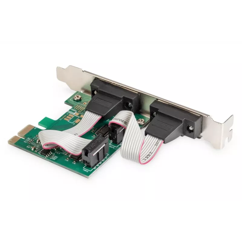 DIGITUS Serial I/O, 2-pordiline, PCI-e lisakaart, 2 x DB9 M, pesa kronstein + LP kronsteinid, MCS9901 kiibistik