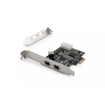 DIGITUS IEEE 1394b liidesekaart, PCI-e 3 porti, 2x9-kontaktine välimine +1x9-kontaktine sisemine