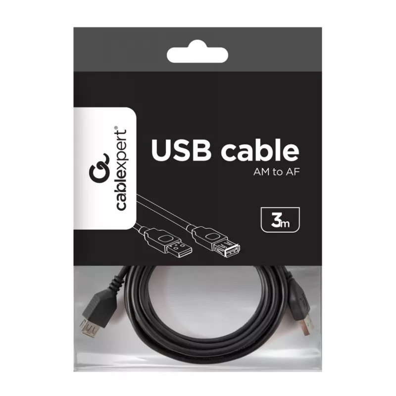 GEMBIRD USB 2.0 Type-A USB Type-A pikenduskaabel (AM/AF), 1 m – must