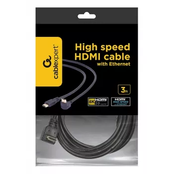 GEMBIRD kiire HDMI-kaabel Ethernetiga, ülespoole 90-kraadise nurga all olev pistik, 3 m