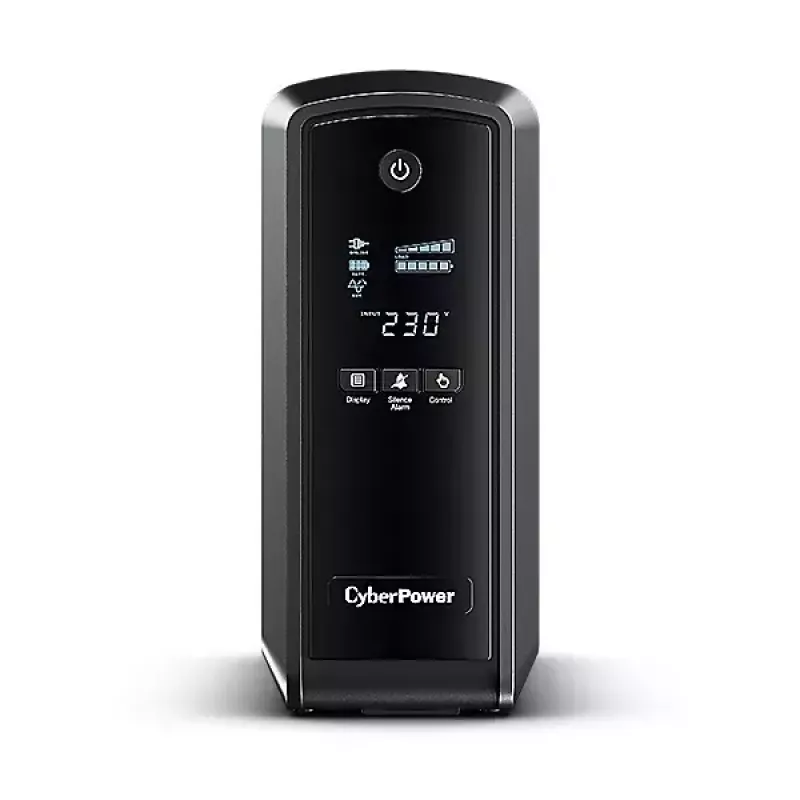 Katkematu toiteallikas CYBERPOWER CP900EPFCLCD — 0,9 kVA (540 W), 6 vahelduvvoolu pistikupesa, LCD, puhas siinuslaine, torn