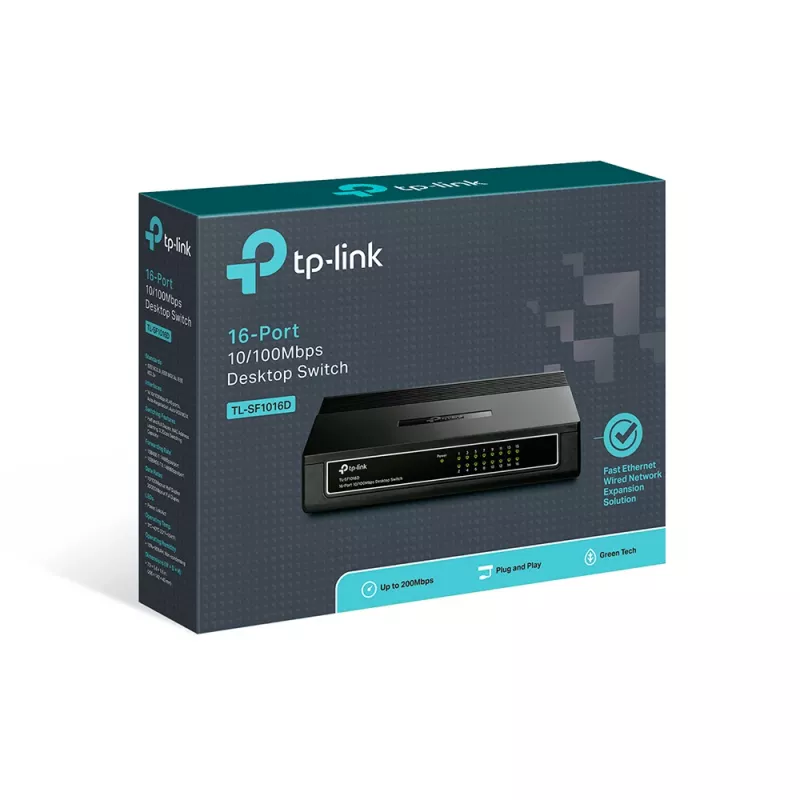 TP-Link 16-porti 10/100Mbps lauavõrgulüliti, haldamata, Fast Ethernet (10/100), täisdupleks, riiulipaigaldus, seinale paigaldatav