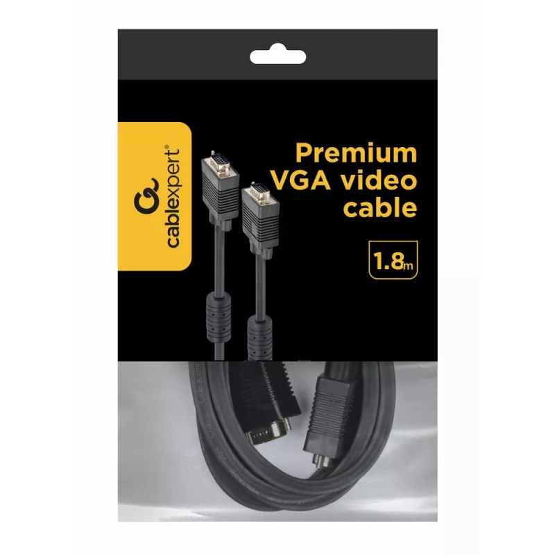 GEMBIRD Premium VGA HD15M/HD15M kahekordse varjestusega ja 2 ferriitsüdamikuga kaabel 2,0 m / Must