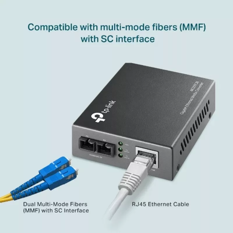 TP-Link Gigabit Multi-Mode Media Converter, 1000 Mbit/s, IEEE 802.3ab, IEEE 802.3x, IEEE 802.3z, Gigabit Ethernet, 1000 Mbit/s, 1000BASE-FX, 1000BASE‑SX, Cat6