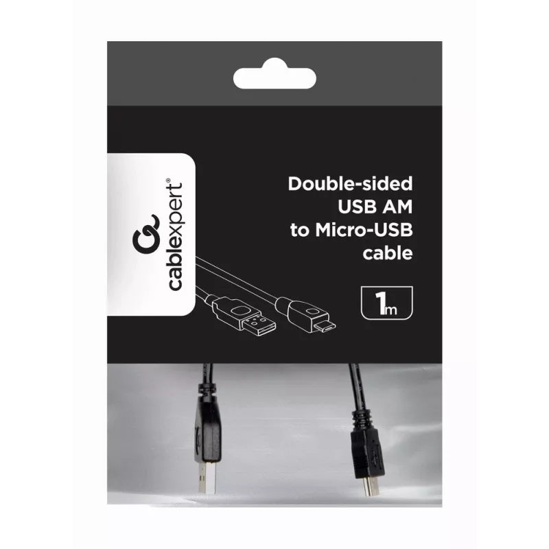 GEMBIRD kahepoolne USB 2.0 AM – Micro-USB kaabel, 1 m, must