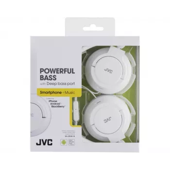 JVC HA-SR185-W-E Kerged kõrvaklapid, juhtmega, 10–22000 Hz, kõned/muusika, 108 g, peakomplekt, valge