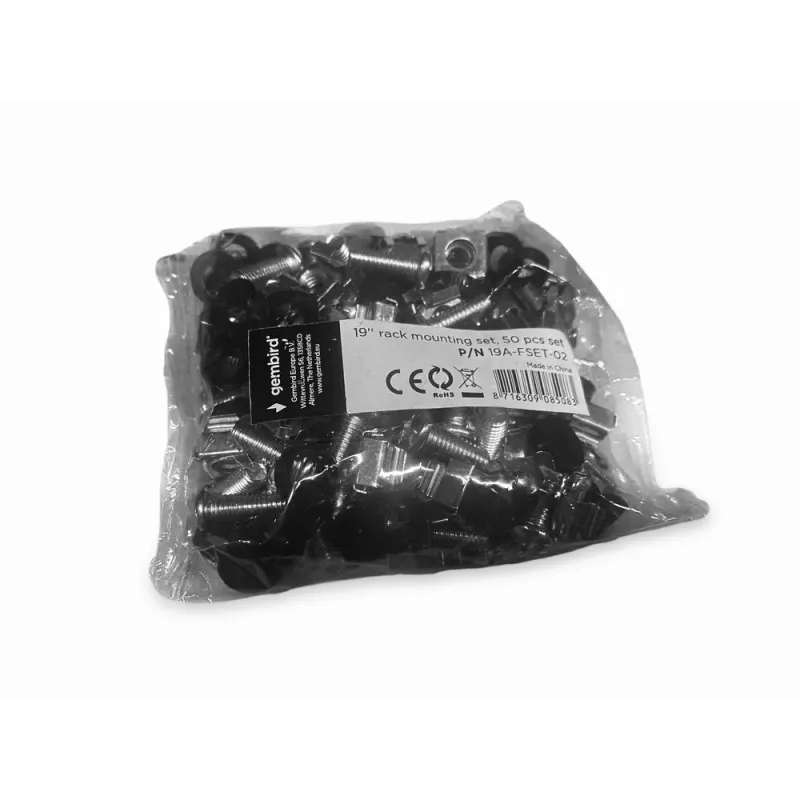 GEMBIRD 19i rackikinnituskomplekt (polt, mutter, seib) 50 tk komplekt