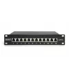 DIGITUS CAT6A Patch Panel, varjestatud, 12-pordiline sildiväli, 1U, 10-tolline raami kinnitus, must RAL 9005
