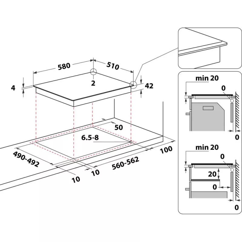 Whirlpool AKT 8130 BA must sisseehitatud keraamiline pliit 4 tsooni