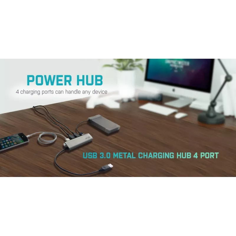 USB-hub i-tec Metal Superspeed USB 3.0 4-port hub 5000 Mbit/s hall