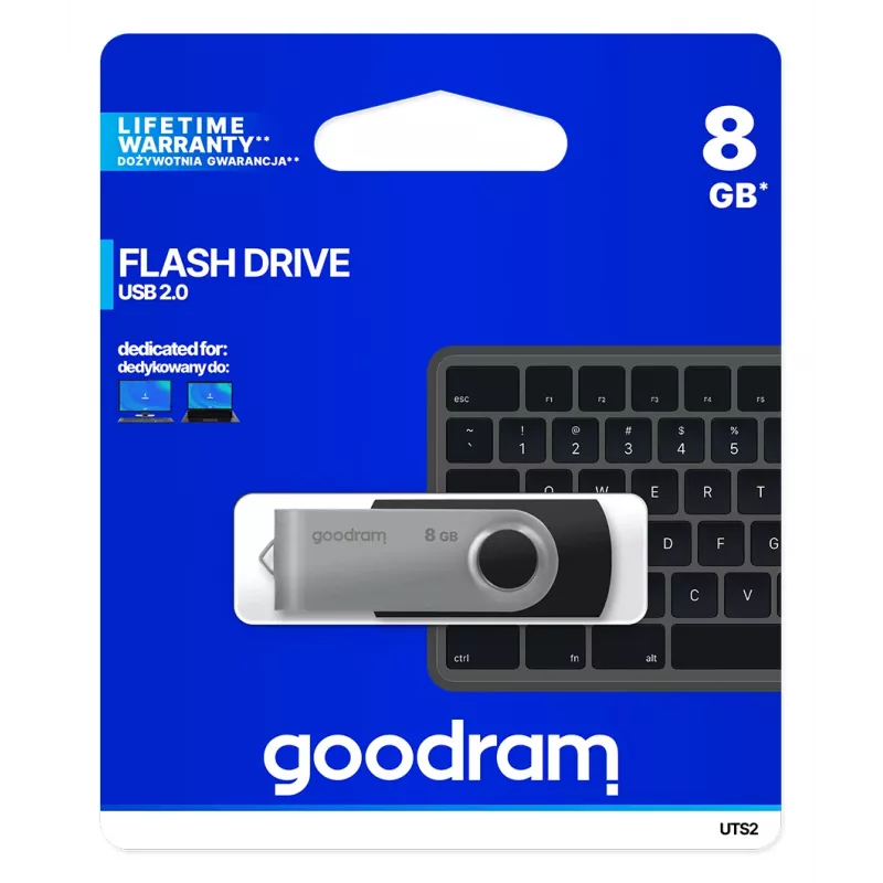 Goodram UTS2 USB-mälupulk 8 GB USB Type-A 2.0 Must