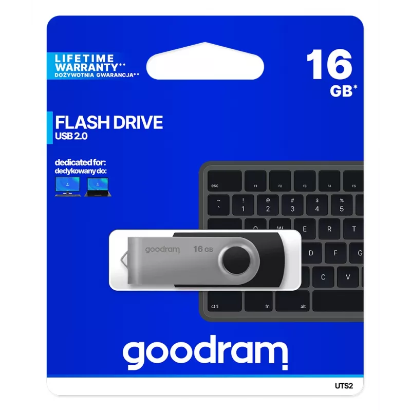 Goodram UTS2 USB-mälupulk 16 GB USB Type-A 2.0 Must