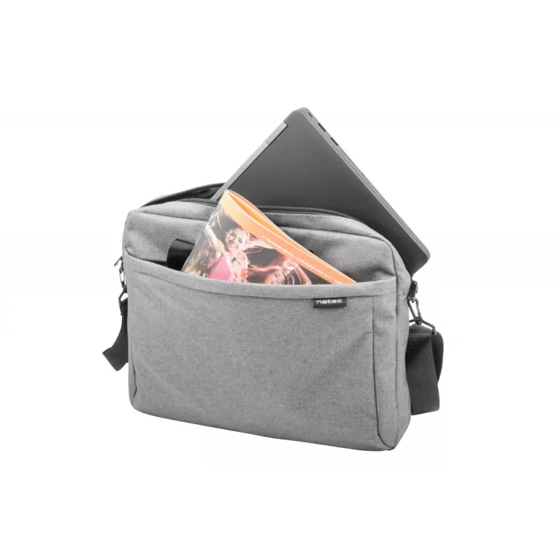 Messenger case NATEC Mustela sülearvutitele kuni 39,6 cm (15,6 tolli), polüester, hall, esitasku, õlarihm