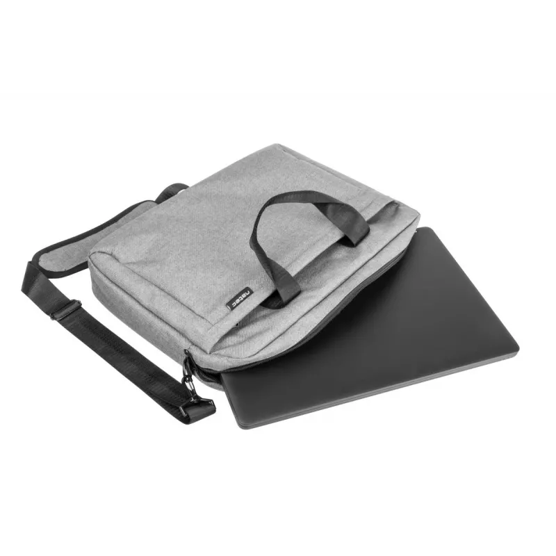 Messenger case NATEC Mustela sülearvutitele kuni 39,6 cm (15,6 tolli), polüester, hall, esitasku, õlarihm