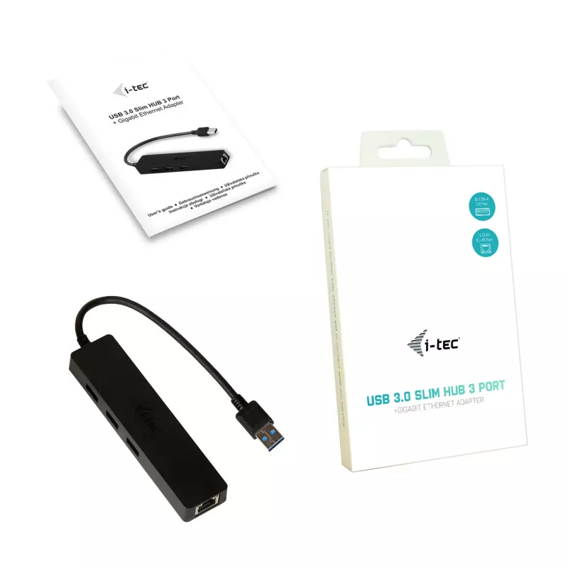 i-tec Advance USB 3.0 õhuke HUB 3 Port Gigabit Ethernet Adapter Must