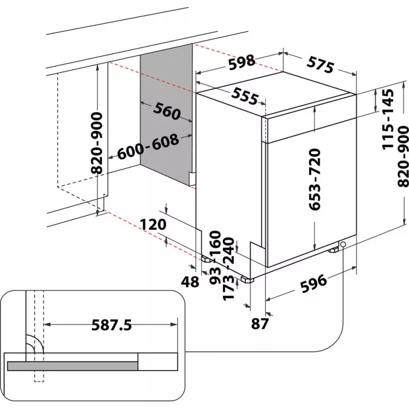 Whirlpool WBC3C26B Poolsisseehitatud 14 kattekohta