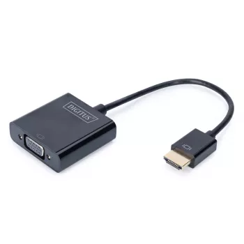 DIGITUS HDMI-VGA konverteri adapter Type A - VGA (D-Sub) pistik, 3,5 mm helipistik, must