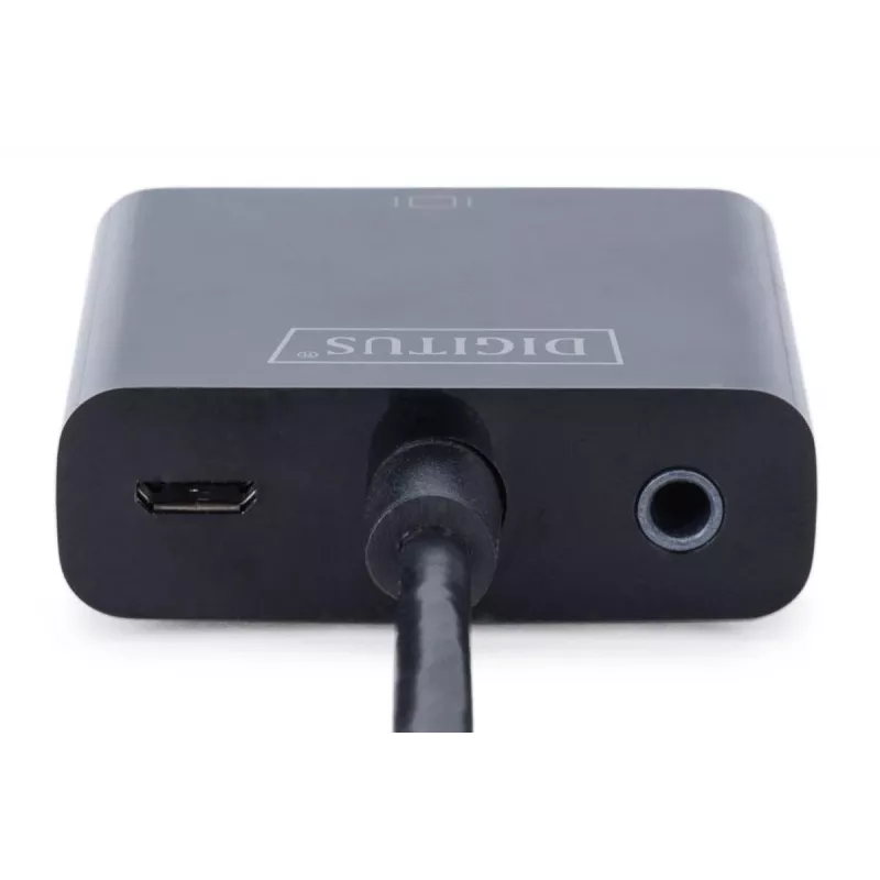 DIGITUS HDMI-VGA konverteri adapter Type A - VGA (D-Sub) pistik, 3,5 mm helipistik, must