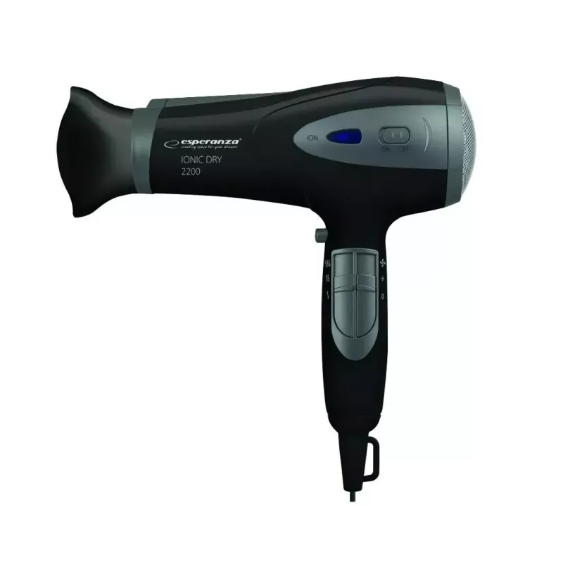 Föön ESPERANZA Vivien EBH005K — 2200 W, ioonne, 3 kuumuseastet, 2 kiirust, difuusor ja koondaja, must