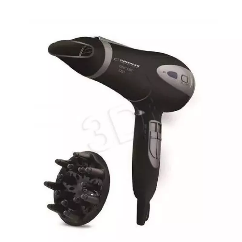 Föön ESPERANZA Vivien EBH005K — 2200 W, ioonne, 3 kuumuseastet, 2 kiirust, difuusor ja koondaja, must