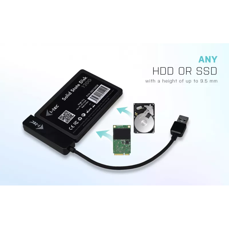 HDD/SSD korpus i-tec MySafe USB 3.0 Easy 2,5-tolline väline ümbris must