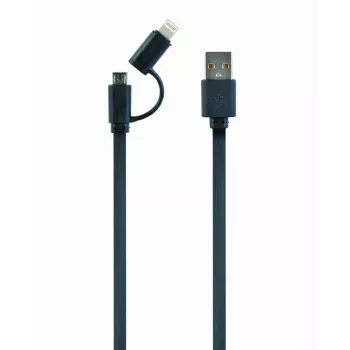 GEMBIRD USB Apple Lightning ja Micro USB laadimise kombokaabel 1m - must