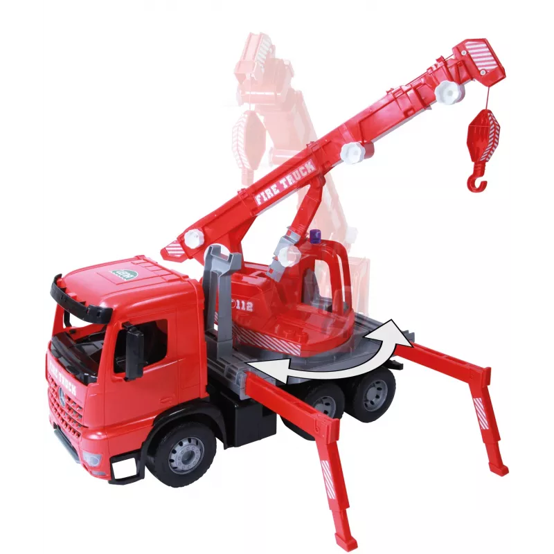 Lena GIGA TRUCKS Fire Crane truck Arocs, Kraanaveoki mudel, 3 a, Must, Hall, Punane