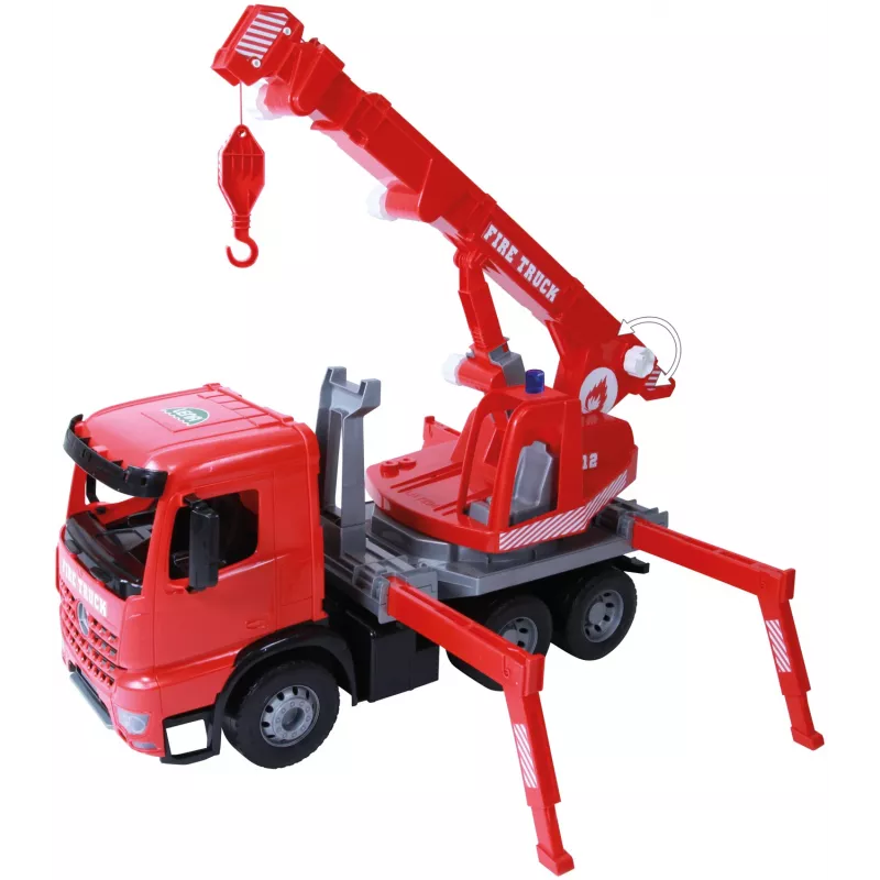Lena GIGA TRUCKS Fire Crane truck Arocs, Kraanaveoki mudel, 3 a, Must, Hall, Punane