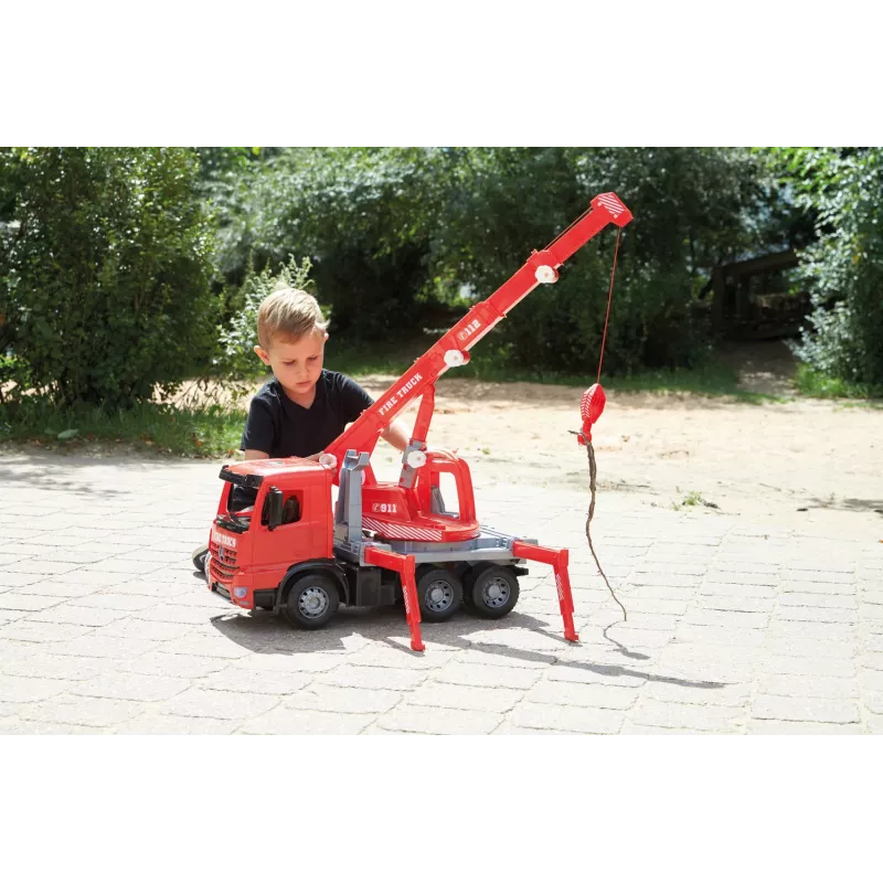 Lena GIGA TRUCKS Fire Crane truck Arocs, Kraanaveoki mudel, 3 a, Must, Hall, Punane