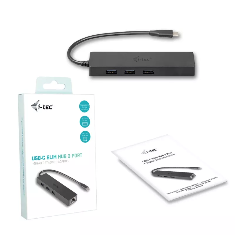 i-tec Advance USB-C õhuke Passive HUB 3 Port + Gigabit Ethernet Adapter