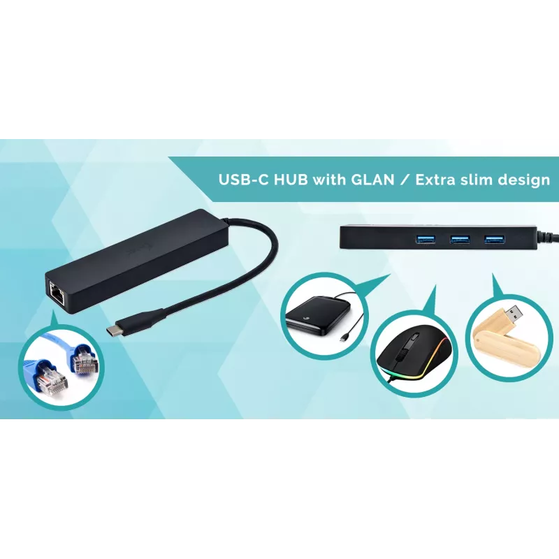 i-tec Advance USB-C õhuke Passive HUB 3 Port + Gigabit Ethernet Adapter