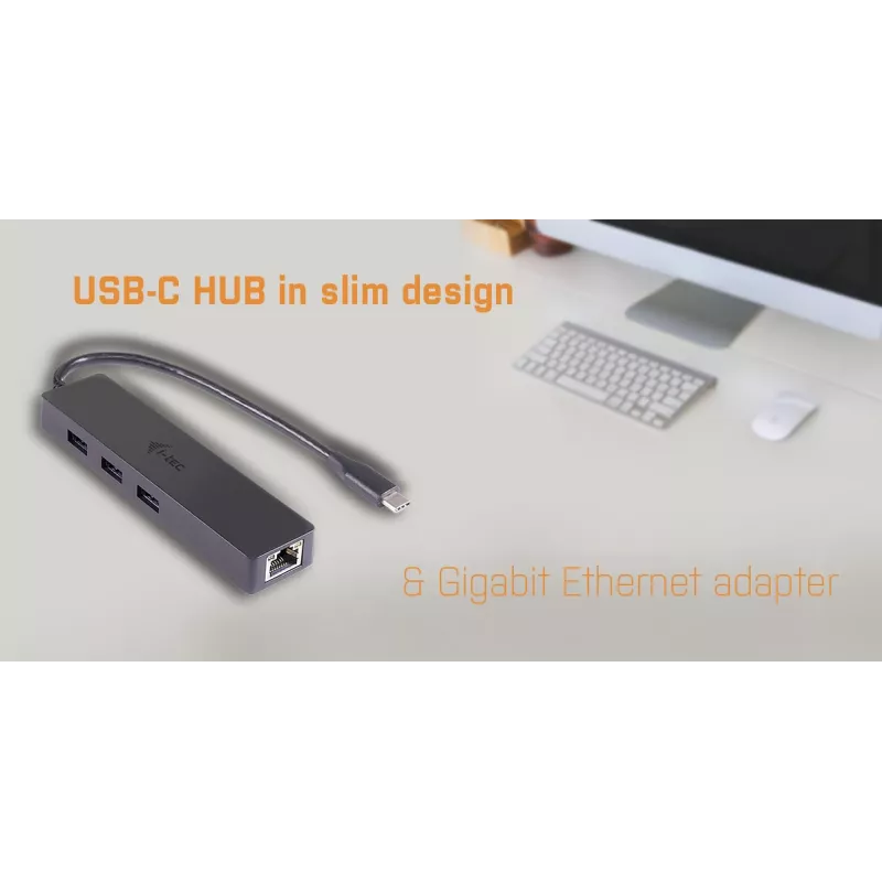 i-tec Advance USB-C õhuke Passive HUB 3 Port + Gigabit Ethernet Adapter