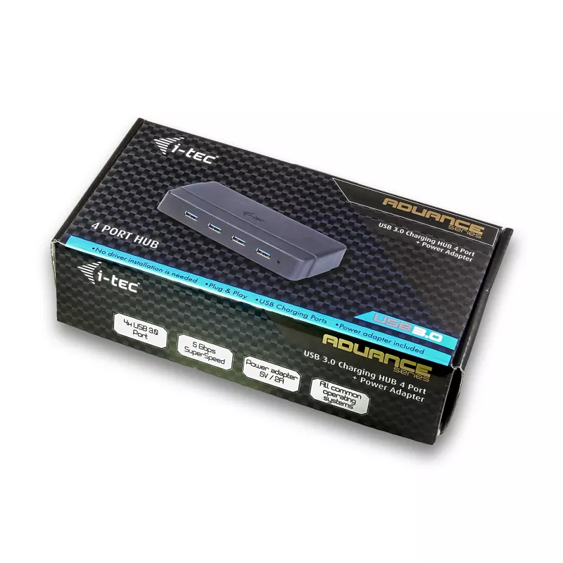 i-tec USB 3.0 Charging HUB 4 pordi toiteadapter USB 3.2 Gen 1 Type-B