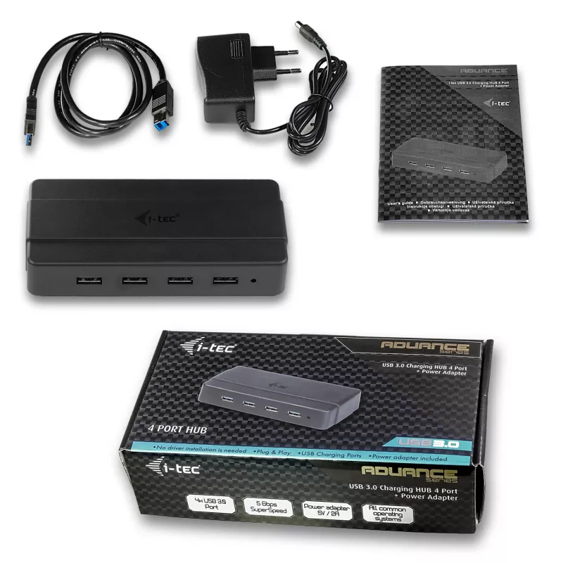 i-tec USB 3.0 Charging HUB 4 pordi toiteadapter USB 3.2 Gen 1 Type-B