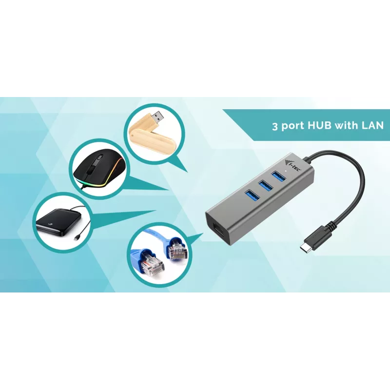 i-tec Metal USB-C HUB 3 Port + Gigabit Etherneti adapter