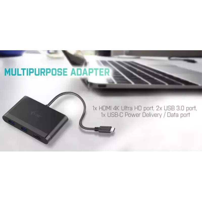 USB-C HDMI reisiadapter ITEC i-tec USB C HDMI reisiadapter PD/andmed — must, kiibistik RTS5403/RTS5404/RTS5411/PS176, 90×58×14 mm