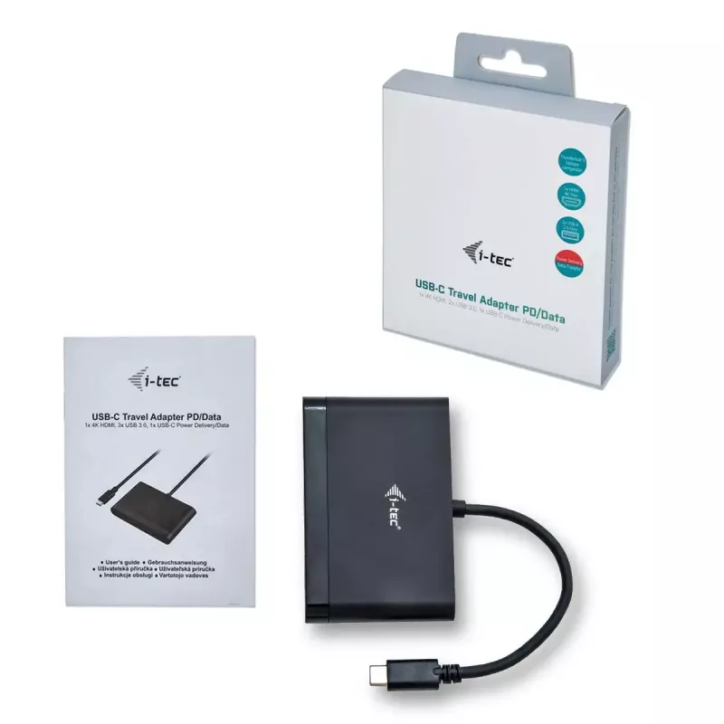 USB-C HDMI reisiadapter ITEC i-tec USB C HDMI reisiadapter PD/andmed — must, kiibistik RTS5403/RTS5404/RTS5411/PS176, 90×58×14 mm