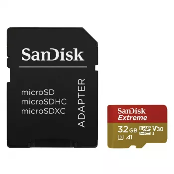 WESTERN DIGITAL SanDisk micro SDXC Extreme 32GB (A1/ V30/ U3/ UHS-I/ Cl.10/ R100/ W60) + adapter action-kaamerale