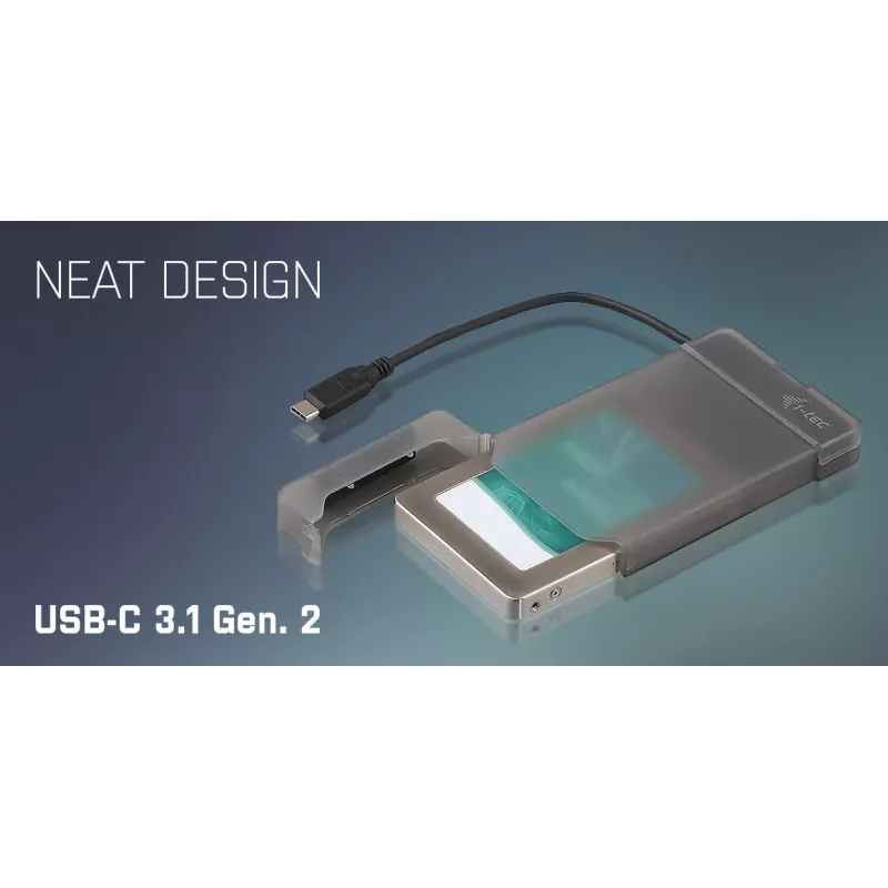 i-tec MySafe USB-C 3.1 Gen. 2 easy, HDD/SSD korpus, 2,5-tolline, Serial ATA, Serial ATA II, Serial ATA III, 10 Gbit/s, USB-ühenduvus, must